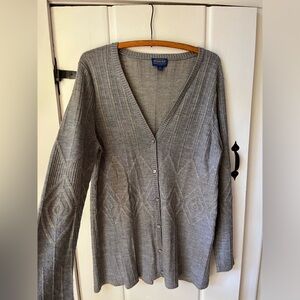 Pendleton Gray Gold Merino Cardigan Petite XL